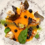 Calamaro ripieno con zucca e castagne